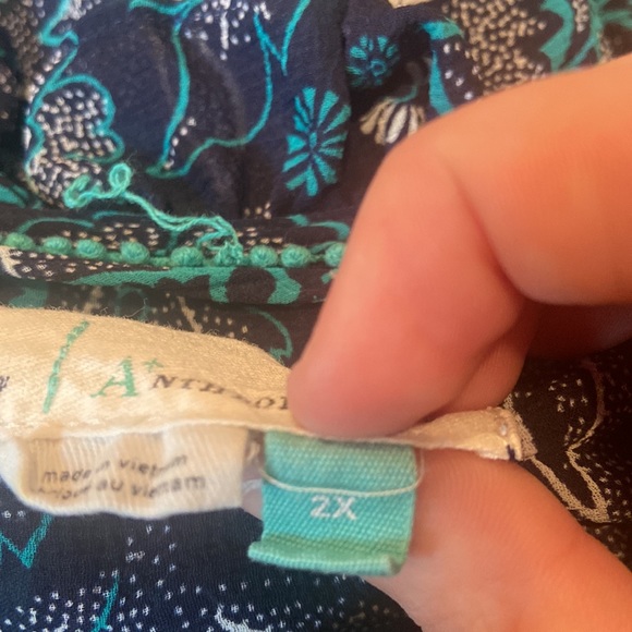 By Anthropologie Haida Blue Floral Sheer Blouse - Picture 7 of 7